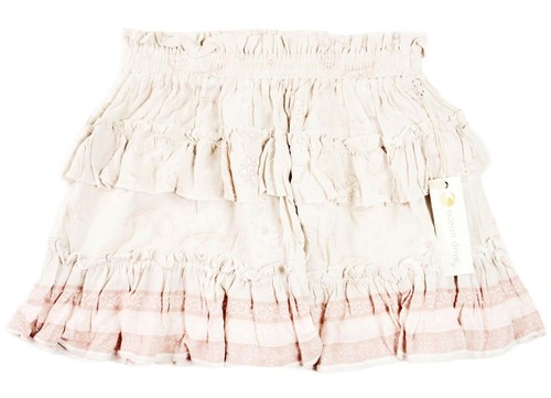 Ocean Drive Damen Boho Rock L Stufen Rüschen Paperbag Gummibund Viskose beige