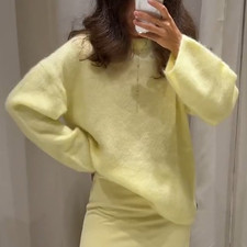 NWT H M A/W 2025 Oversized Mohair-blend Sweater Light Yellow 1242877026 S, M, L