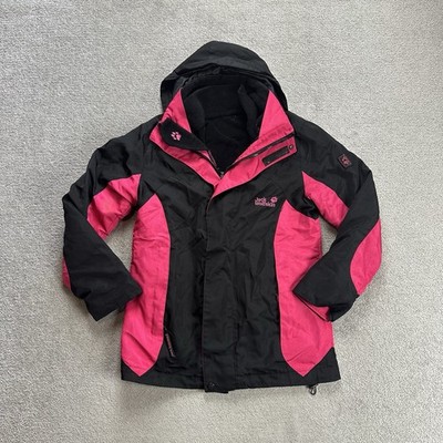 JACK WOLFSKIN Damen Jacke Gr S 3in1 Windbreaker Winterjacke Fleece 30720 Schwarz