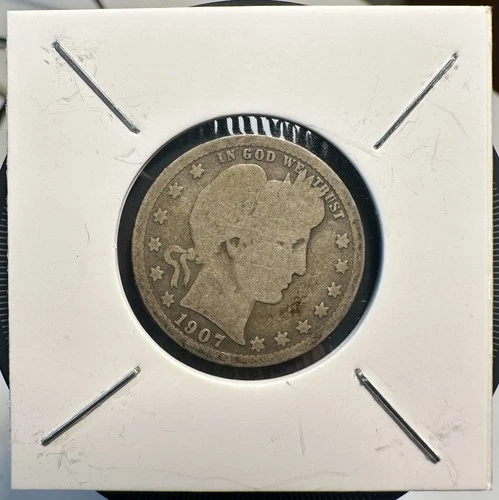 1907 S Barber Quarter Silver 25C Circulated US Coin