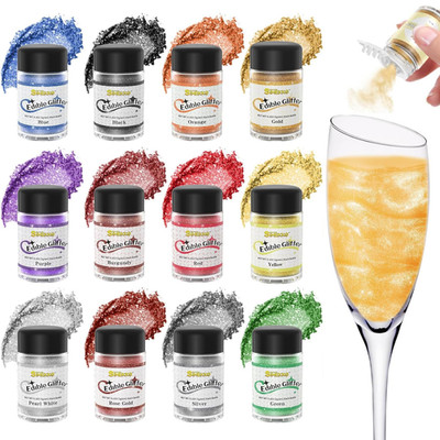 Edible Glitter for Cocktails, 12 Colors Easter Decorations Edible Sparkles for D