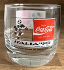 Vintage Official Italia '90 World Cup & Coca-Cola 8.5cm Glass Tumbler NICE LOGOS
