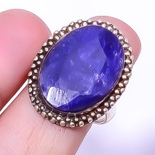Blue Sapphire Gemstone Simulated 925 Sterling Silver Jewelry Ring s.8 A365