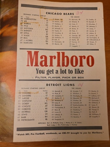 Programme CHICAGO BEARS VS DETROIT LIONS 1963 vintage NFL Wrigley Field - Photo 3/3