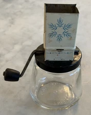 Vintage Androck Nut Spice Chopper Grinder #49 Jar Vintage Blue "leaf" Pattern