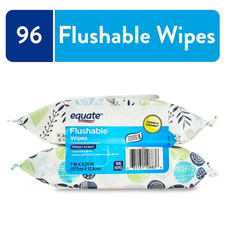 Equate Flushable Wet Wipes, Fresh Scent, 96 Wipes 2 Pack , Compare to Cottonell