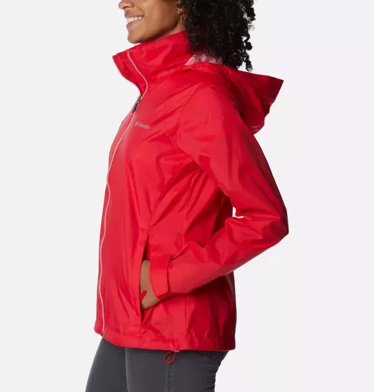 Womens red rain jacket with hood sales