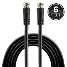 GE RG59 Coaxial Coax Cable, 6 ft. F-Type Connectors Black - 23217