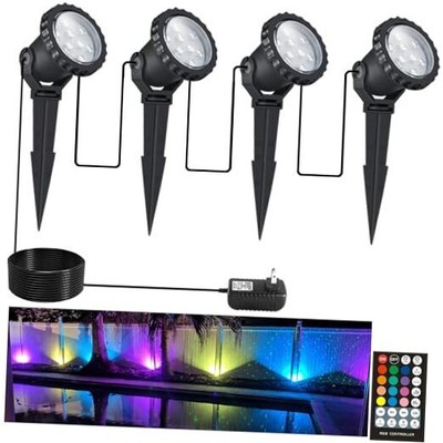 Spotlights Outdoor, 12W 800lm RGB Color Changing Landscape Lights 4 Pack RGB