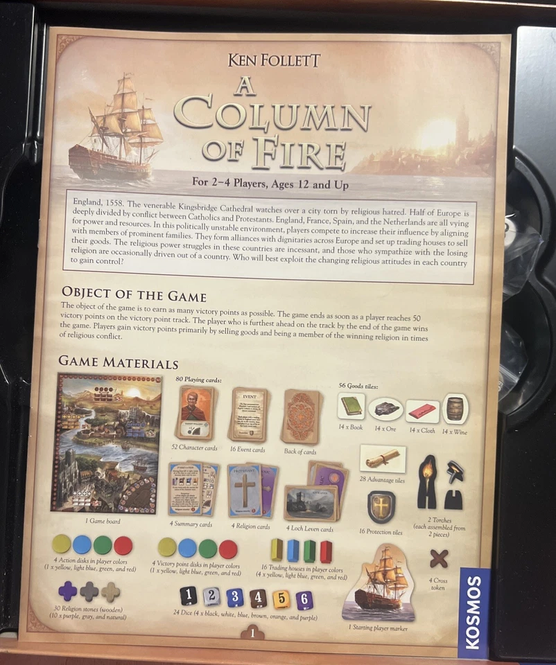 Ken Follett 火柱策略棋盘游戏 Sequel Pillars Of The Earth 出品 — 第 3/4 张图片