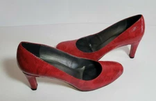 Vaneli Womens Red Heels Size 9 Pumps Snakeskin Udex 3" Round Almond Toe Shoes