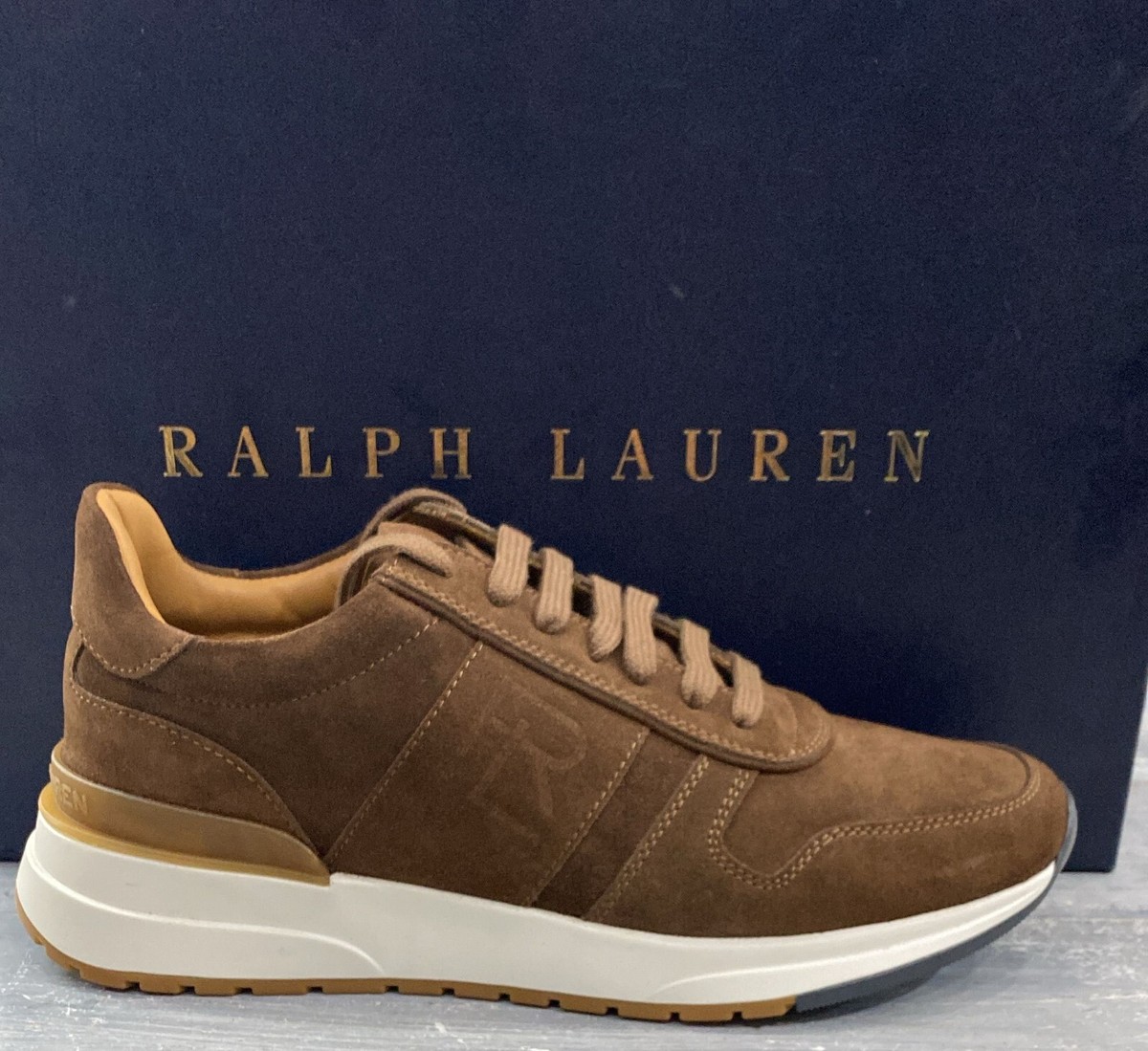 Ralph Lauren Men's Shoe Model Ethan in Brown Suede Calfskin