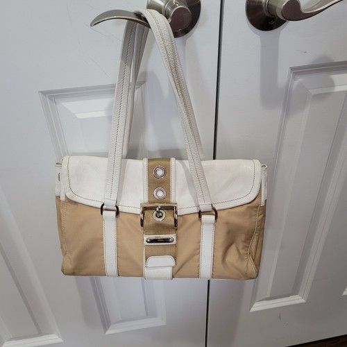 PRADA White Beige Tessuto Canvas And Leather Buckle Tote Bag - Picture 3 of 10