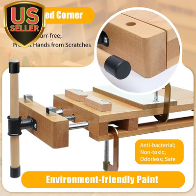 Woodworking Bench Vise - Hard Wood Vise for Workbench with 4 Bench Dogs and 2...