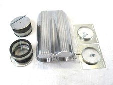 Alum. Shotgun Intake Hood Scoop Finned Dual Carb Polished E40010p
