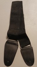 2" Polypropylene Guitar Strap with Leather Ends  chrome rings -Black