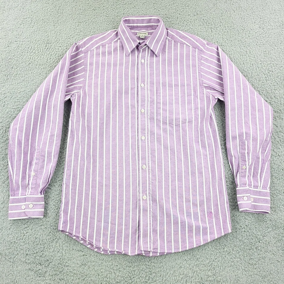 Camisa J Peterman Para Hombres Pequeña Rayas Púrpura Oxford Negocios Informal Oficina Viaje Foto 3 de 4