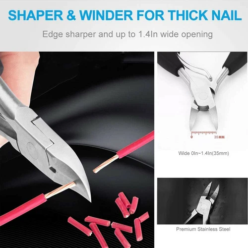 Nail Scissor Toenail Clipper Thick Ingrown Toe Nail Heavy Duty Precision BLACK - Bild 10 von 15