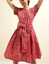 Anthropologie SIKA 8 NWT Red Mosaic Mini Dress Belted Swing 228$ New