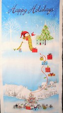 Happy Holidays Christmas Snowman Quilting Sewing Fabric 23" Panel 3212 Box