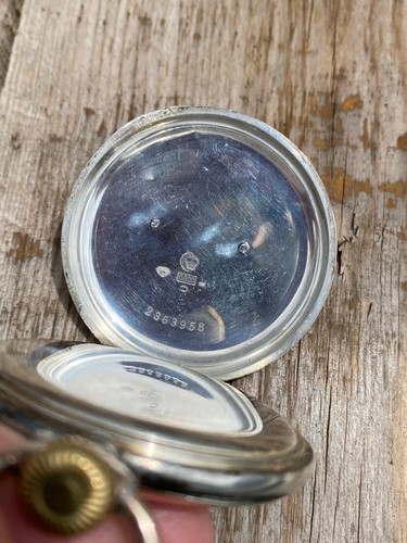 Antique Rare Masonic Simbols Revue Swiss 0.800 Silver Gold Pocket Watch with Box - Picture 9 of 12