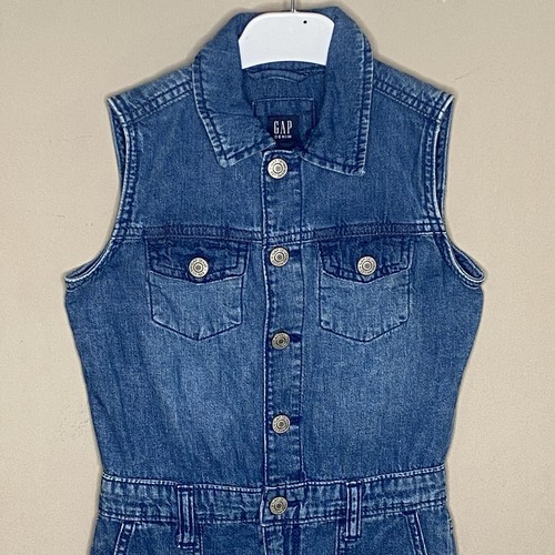 Gap Denim Girl Romper Blue 100% Cotton Small 6-7 Years - Picture 5 of 18