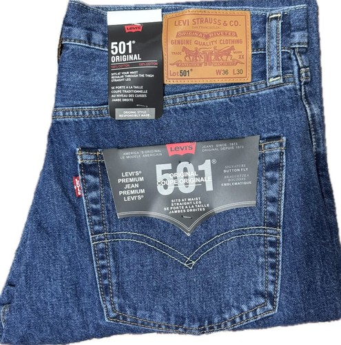 Levis® 501 Mens Denim Jeans Original Fit bottoms Straight Leg Pants Jean Black - Picture 4 of 16