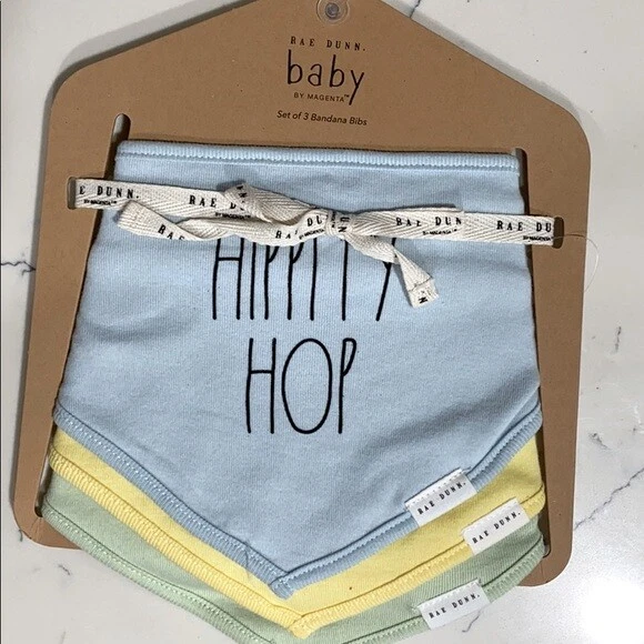 NWT Rae Dunn spring baby bib 3 pack