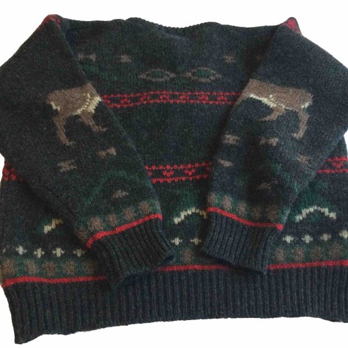 VTG Woolrich 100% Wool Deer Elk Nordic Sportsman Holiday Sweater Medium - Picture 8 of 9