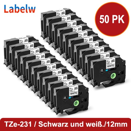 Schriftband TZe-231 12mm für Brother P-Touch H100LB E100 H105 300 1000 1010 1090 - Afbeelding 17 van 21