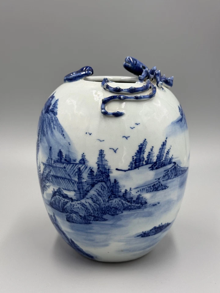 ANTIQUE Chinese 18th C  Qianlong Export Blue & White Porcelain Water Pot 6'' - Image 4 of 4