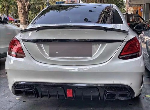 Car Rear Bumper Diffuser Lip For Mercedes Benz W205 C63 AMG 15-21 With Light - Picture 6 of 6