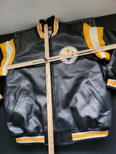 Vintage Pittsburgh Steelers GIII G3 Jacket Coat Size L NFL Faux Leather Heavy - Picture 7 of 17
