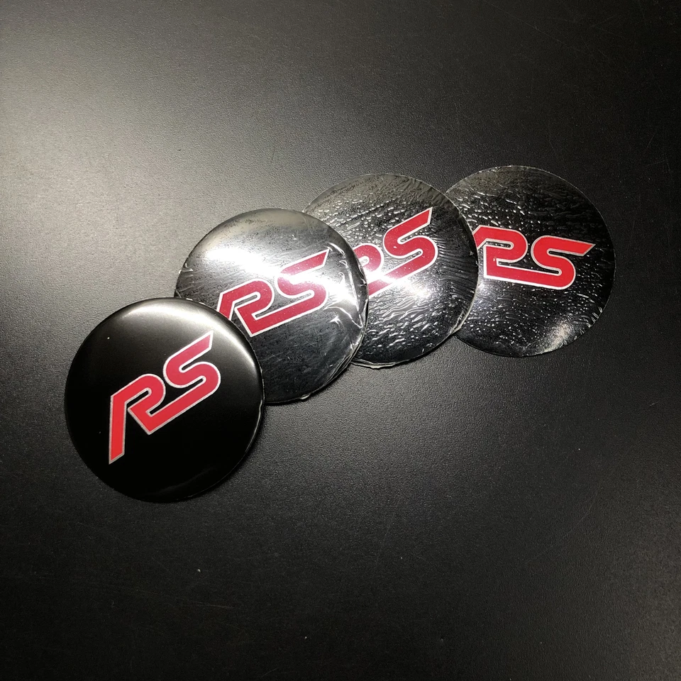 Tapacubos centrales de rueda de coche insignia VIP modificada RS Racing rojo 4 piezas emblemas adhesivos Foto 3 de 4