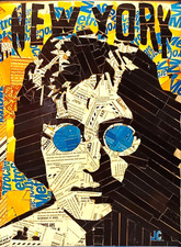 NEW YORK ARTIST JUAN CARLOS PINTO SIGNED ORIGINAL M/M JOHN LENNON PORTRAIT