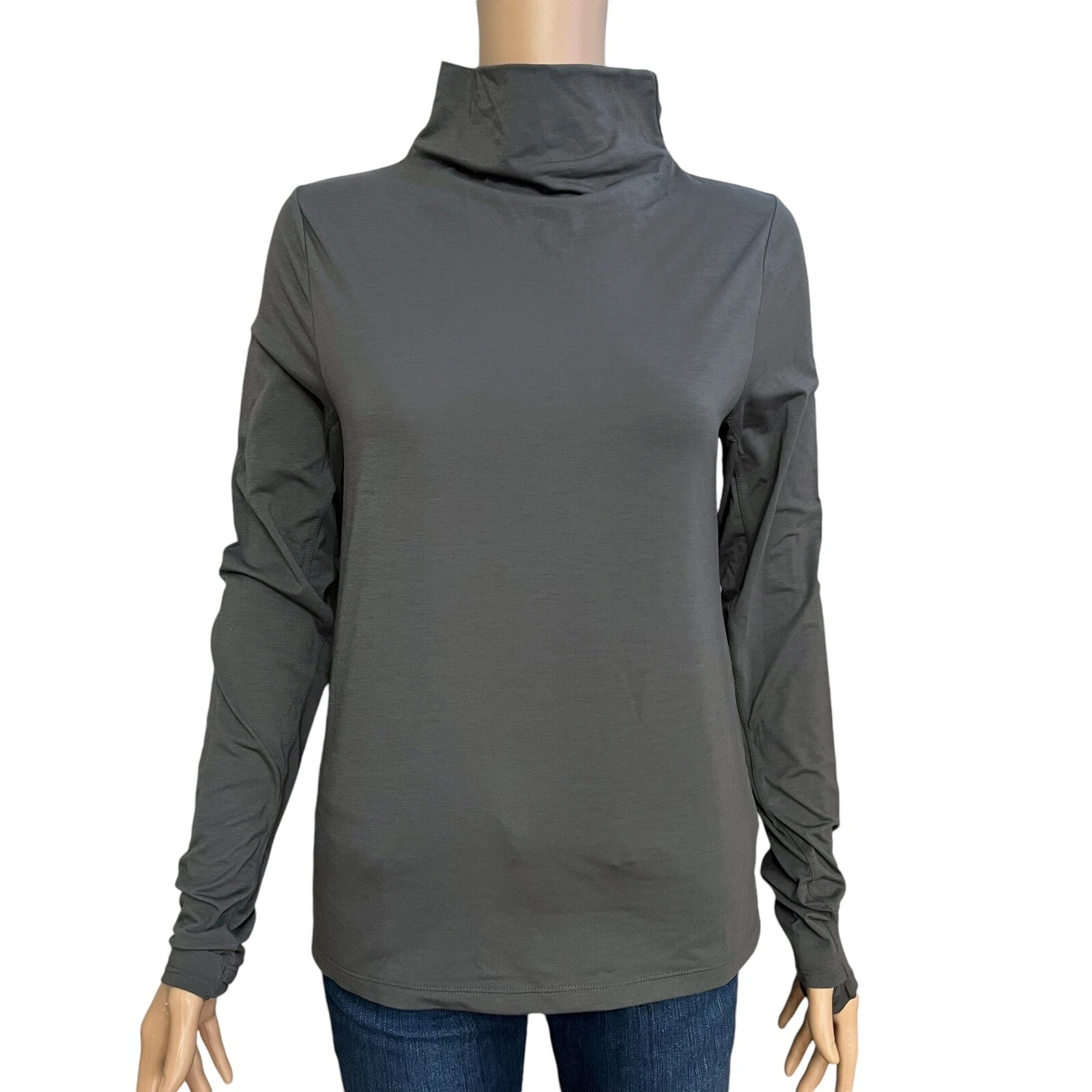 Lole Performance Wool Mock Neck Shirt Small Base Layer Gray Outdoor Gorpcore