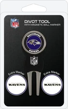 Team Golf NFL Baltimore Ravens Divot Tool with 3 Golf Ball Markers Set