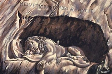 Lion Print on Canvas, Lion of Lucerne, Landscape Painting, Personalized Print