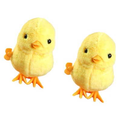 DHRUTI 4 Poussins Sauteurs à Remonter – Peluche Mécanique, 8 Cm, Sans BPA, Pour Pâques, Panier Et Chasse Aux œufs