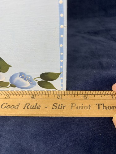 Vtg Hand Painted Wood Tissue Box Floral SMW Retro Folk Art Blue Cube Heart - Picture 9 of 13