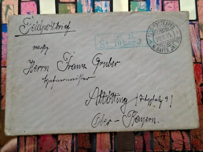 1. WK Feldpostbrief 20.10.1915 Feld- Postexped 6.Bayer.Inf.Div. - Bild 1 von 4