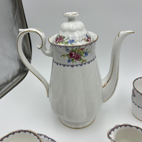 Royal Albert 3piece Petit Point Dessert Tea Set Teapot X2, creamer, sugar, plate - Picture 10 of 15