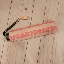 Victoria's Secret Umbrella VS Pink White Stripe Iconic Compact Signature NWT