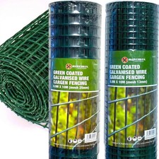 PVC Coated Wire Mesh Fencing 10M x 0.9M Height Green Galvanised Garden Fence NEW