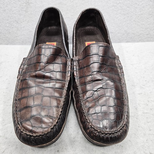 Mocassini COLE HAAN City in pelle marrone eleganti scarpe formali ecopelle coccodrillo 12 M - Foto 2 di 12