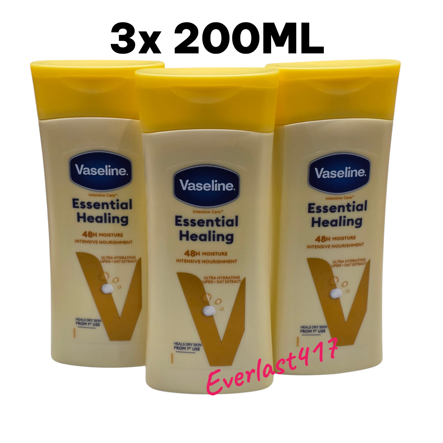 Vaseline Intensive Care Essential Healing Lotion 3x 200ML Ultra Hydrating