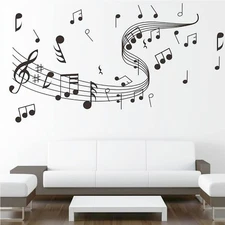 Music Wall Art, Notes Notation Sticker Decals, Home Removable Vinyl Mural Dec...
