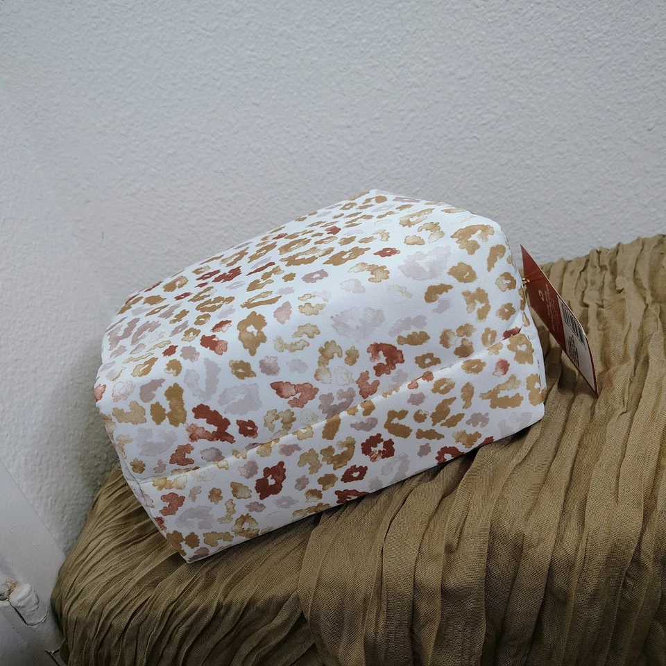 Bolso de Cosméticos Sonia Kashuk Blanco y Tostado Estampado Animal Nuevo con Etiquetas Talla 8" W x 6" H x 4" D Foto 4 de 4