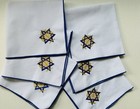 Hanukkah cloth napkins set of 6 Embroidered Menorah Star White Blue 14.5x14.5”