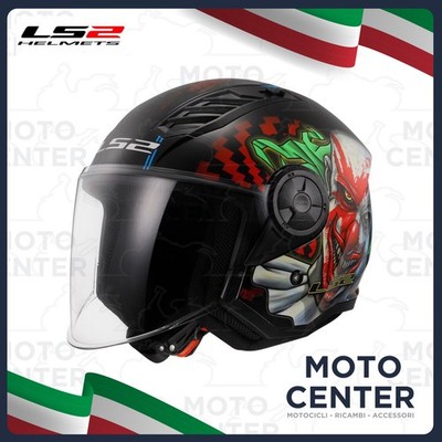 LS2 Jet Helm OF616 Airflow II Nero Glänzend Happy Dreams Größe XXL (63-64 Cm.)
